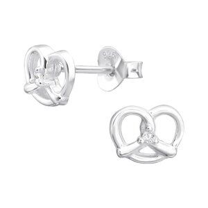 Sterling Silver CZ Pretzel Studs